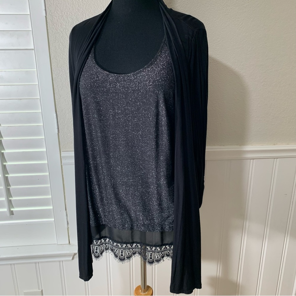 AB Studio sparkling shirt top blouse